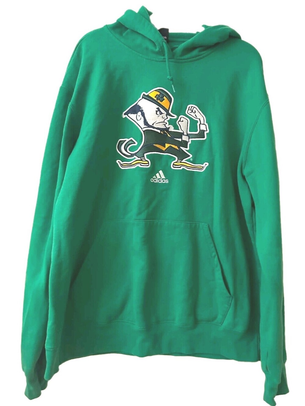 VTG ADIDAS NOTRE DAME FIGHTING IRISH HOODIE EMBROIDERED LEPRECHAUN Size XL Men